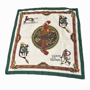 Vintage Celtic Book Of Kells Irish Gaelic Green Gold Red Scarf Womens Square 27"